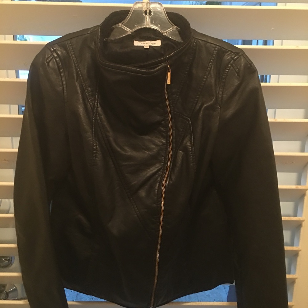 Women’s Calvin Klein black leather jacket. Size S